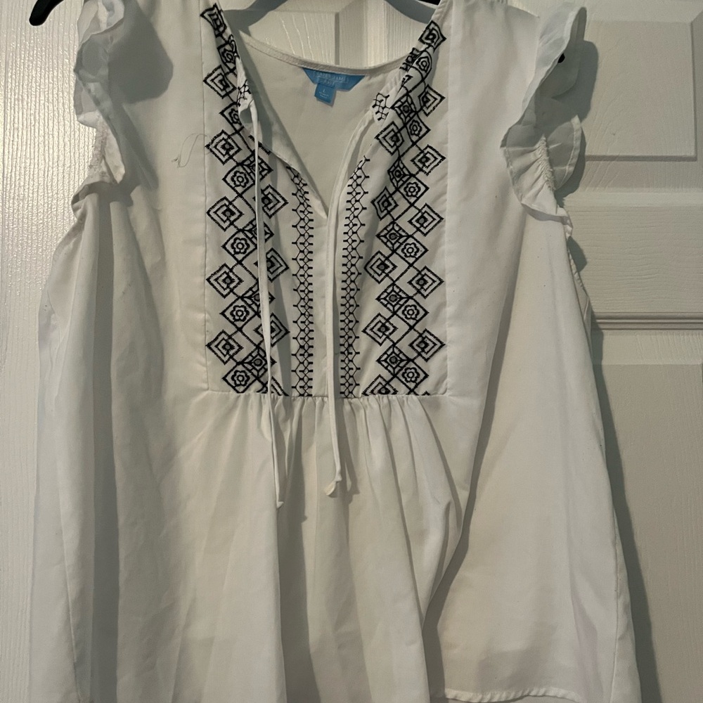 Draper James RSVP White Women's Top with Scoop Neck